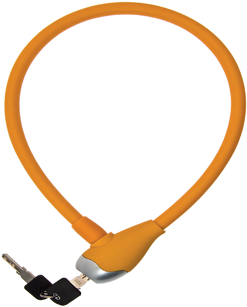 ART.LU 08 A Lucchetto a cavo in silicone 65 cm. x 12 mm arancio opaco ART.LU 08 A Lucchetto a cavo in silicone 65 cm. x 12 mm arancio opaco